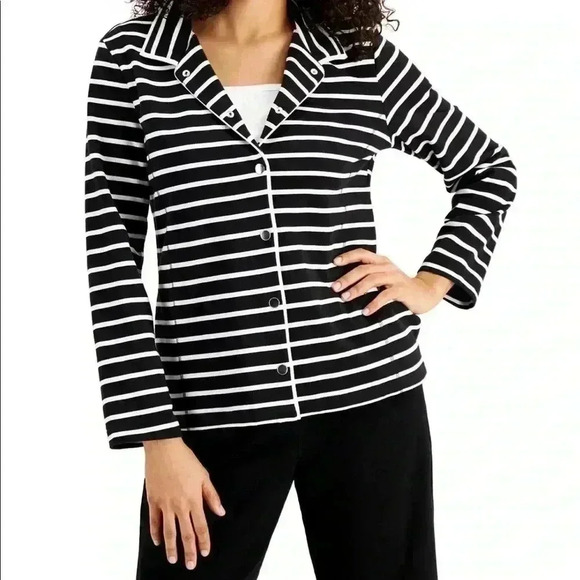 New blazer /‎ jacket Karen Scott  stripe - Picture 1 of 3